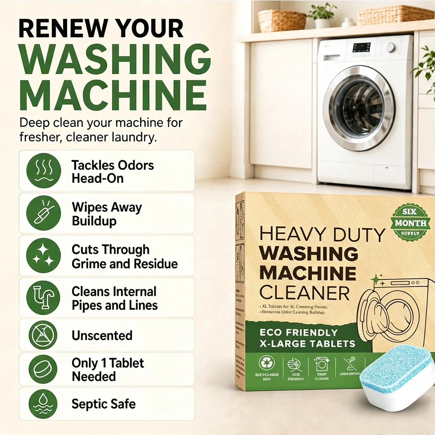 強力洗浄洗濯機クリーナー、スケール除去・消臭タブレット、深層 - Heavy Equipment Grinder のレビューと価格