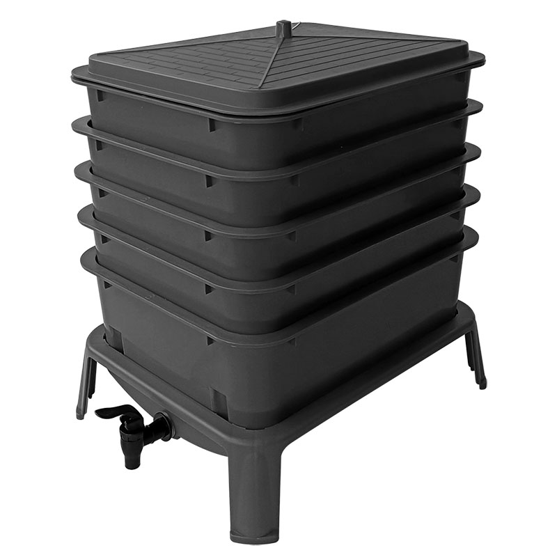 頑丈な50L 5段式ワームファームコンポスター 室内/屋外用 - Heavy Equipment Bucket のレビューと価格