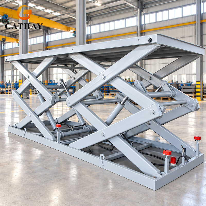 大型機械や資材の吊り上げに適した、頑丈な構造の油圧式シザーテ - Heavy Equipment Lift のレビューと価格